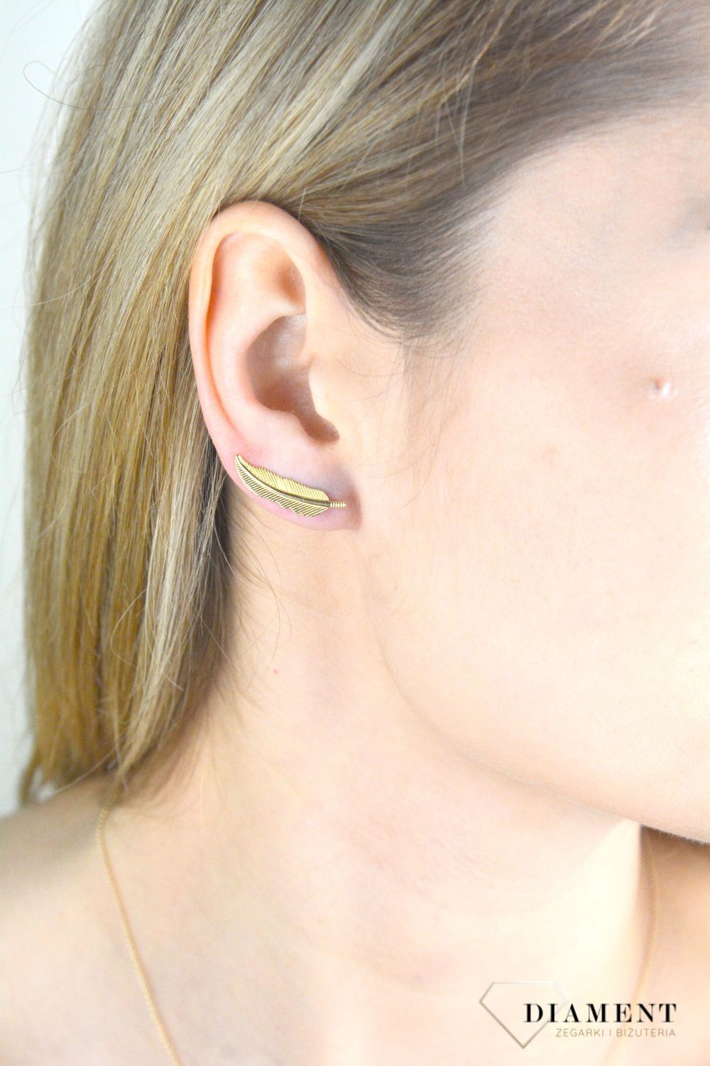 Złote kolczyki 375 piórka na sztyft KL 4073 375.jpg